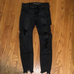 American eagle black ripped jeans